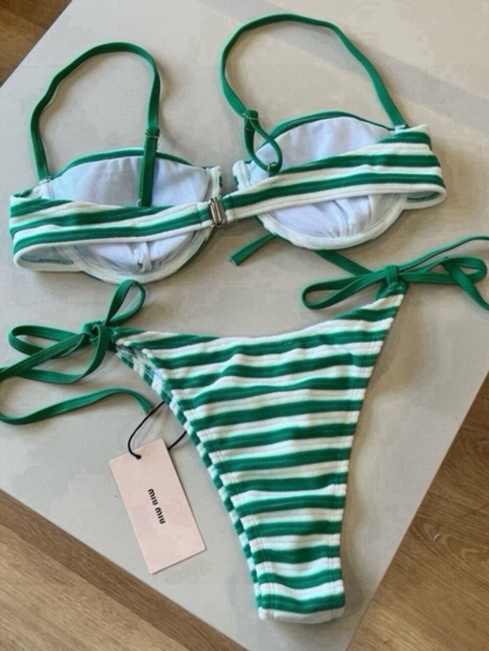Miu Miu Striped Bikini Top & Bottom Set - Picture 2 of 7